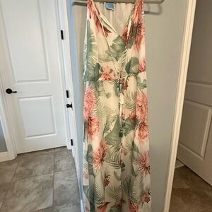 Tommy Bahama Tropical Floral Maxi Dress in Green and Pink